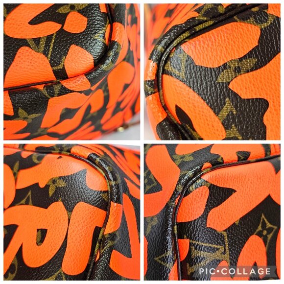 LOUIS VUITTON NEVERFULL 2009 GM Graffiti Stephen Sprouse LV Monogram Orange Bag - Picture 13 of 16